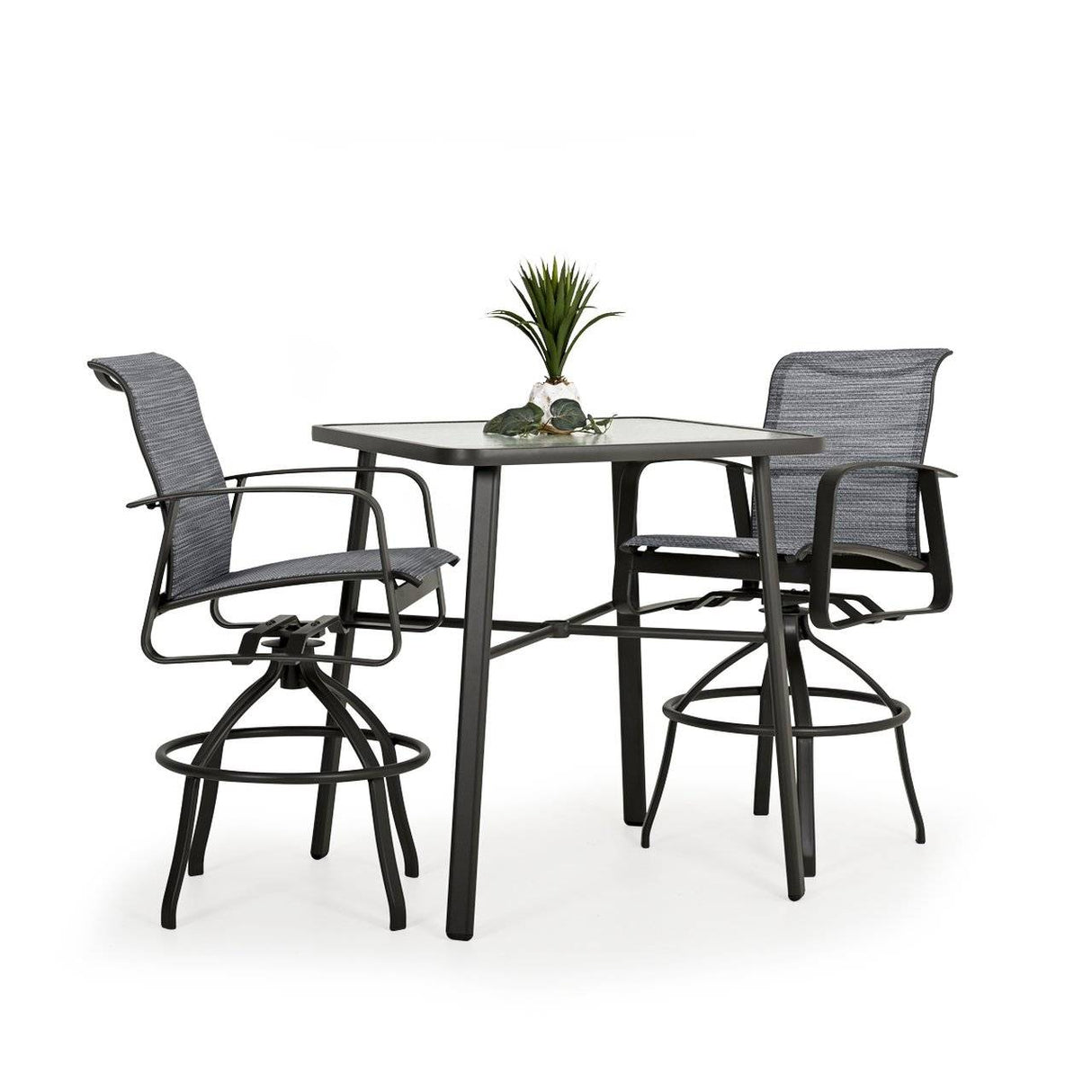 Big Falls Outdoor 3 Piece Sling Bar Set with Glass Top Model Big-Falls-Sling-3PC-Bar-Glass
