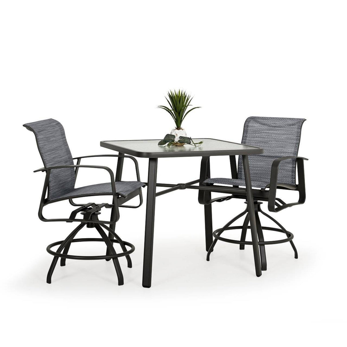 Big Falls Outdoor 3 Piece Sling Counter Set with Glass Top Model Big-Falls-Sling-3PC-Counter-Glass