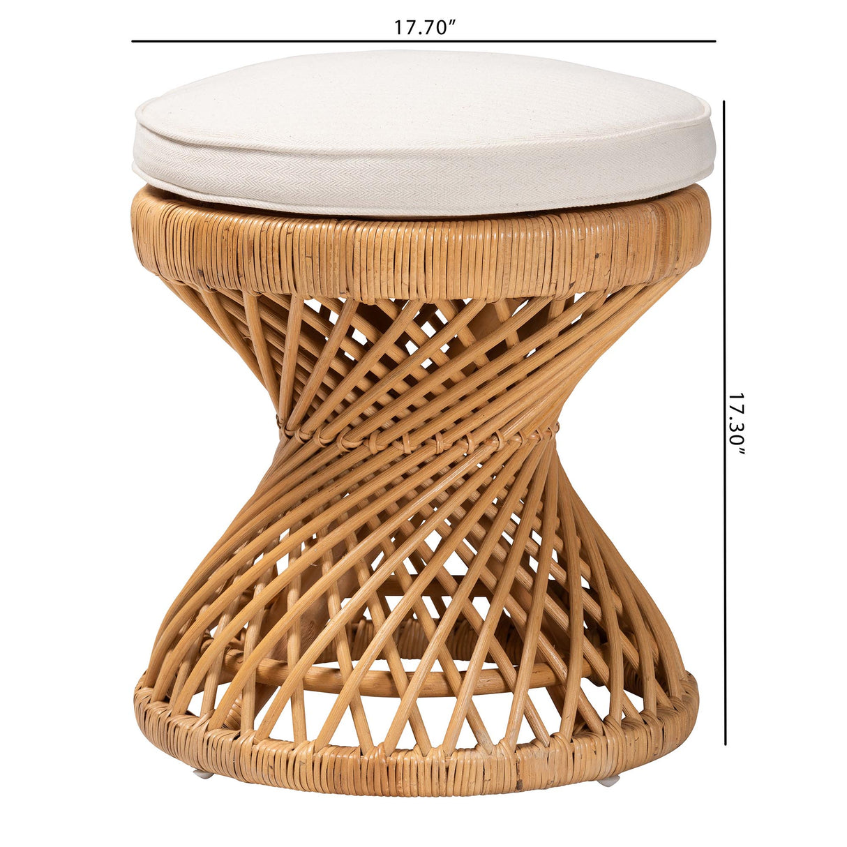 Lorneo Bohemian Light Honey Rattan Footstool by Wicker Fair