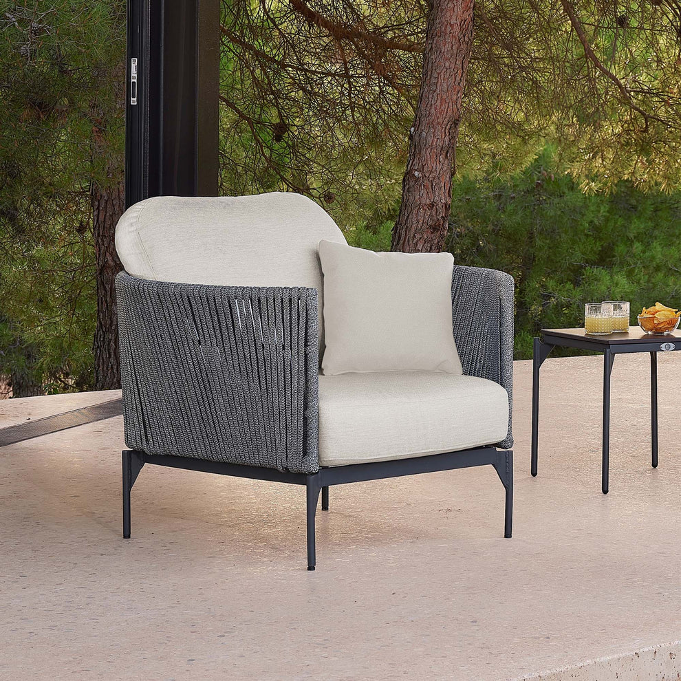 Boston Outdoor Armchair with Sunbrella Cushion Model 24151-LGFRD-CUSH by Skyline Design