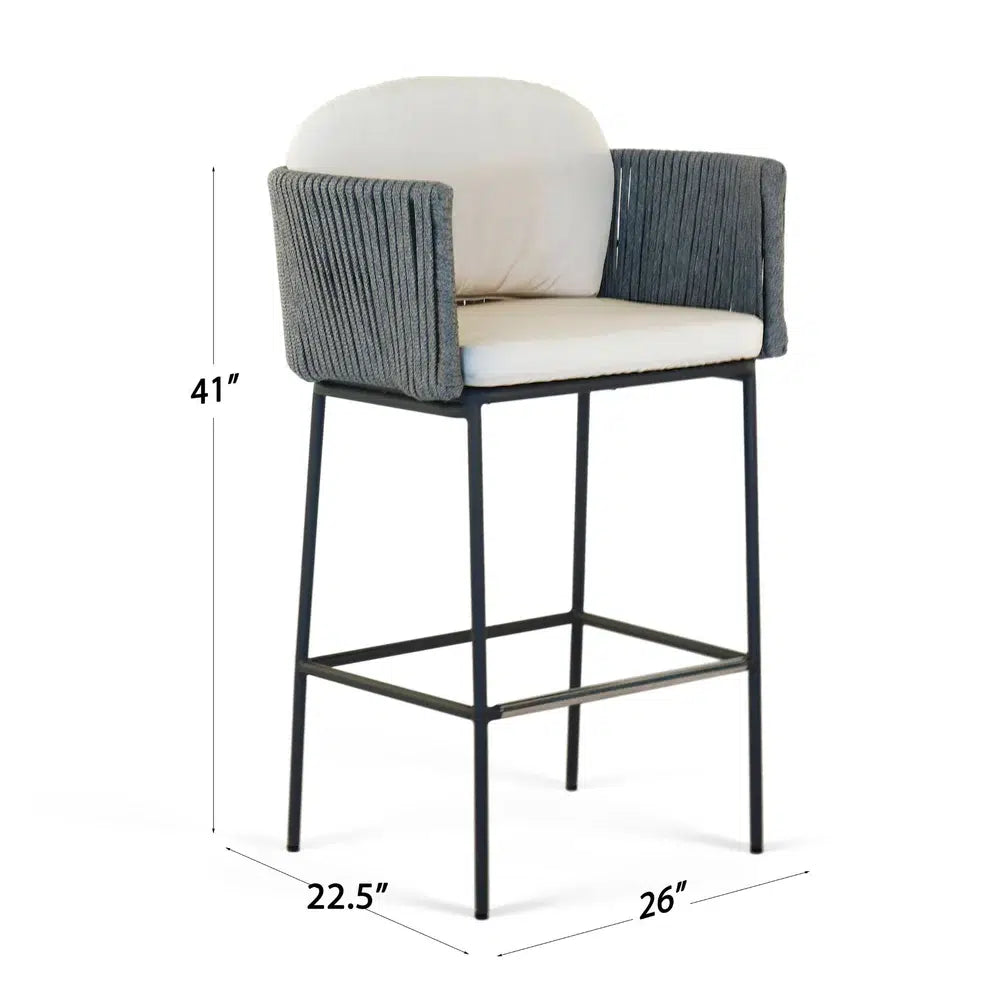 Boston Outdoor Barstool with Sunbrella Cushion Model 24161-LGFRD-CUSH by Skyline Design
