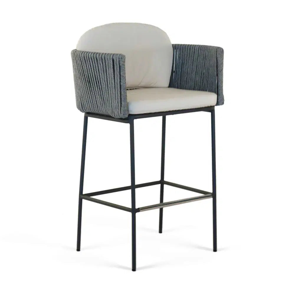 Boston Outdoor Barstool with Sunbrella Cushion Model 24161-LGFRD-CUSH by Skyline Design