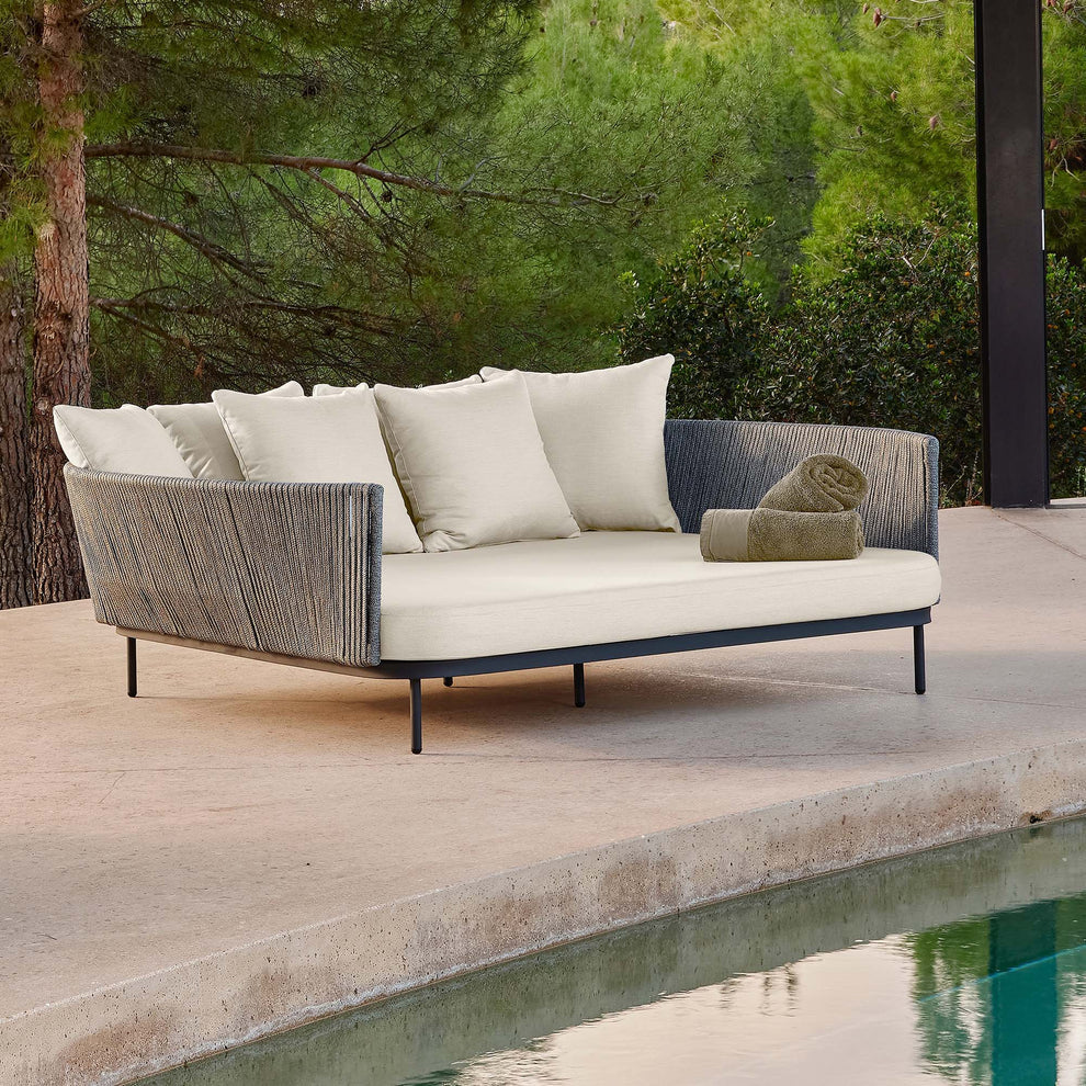 Boston Outdoor Daybed with Sunbrella Cushion Model 24166-LGFRD-CUSH by Skyline Design