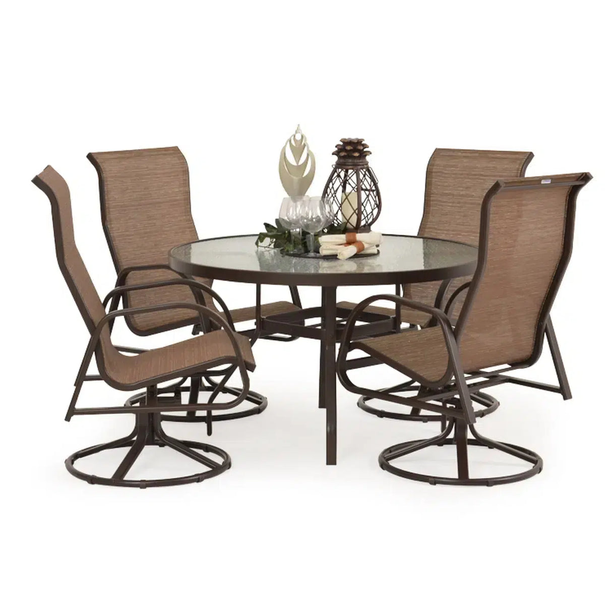 Boston Harbor Outdoor 5 Piece Swivel Rocker Sling Dining Set Model Boston-Harbor-5PC-Swivel