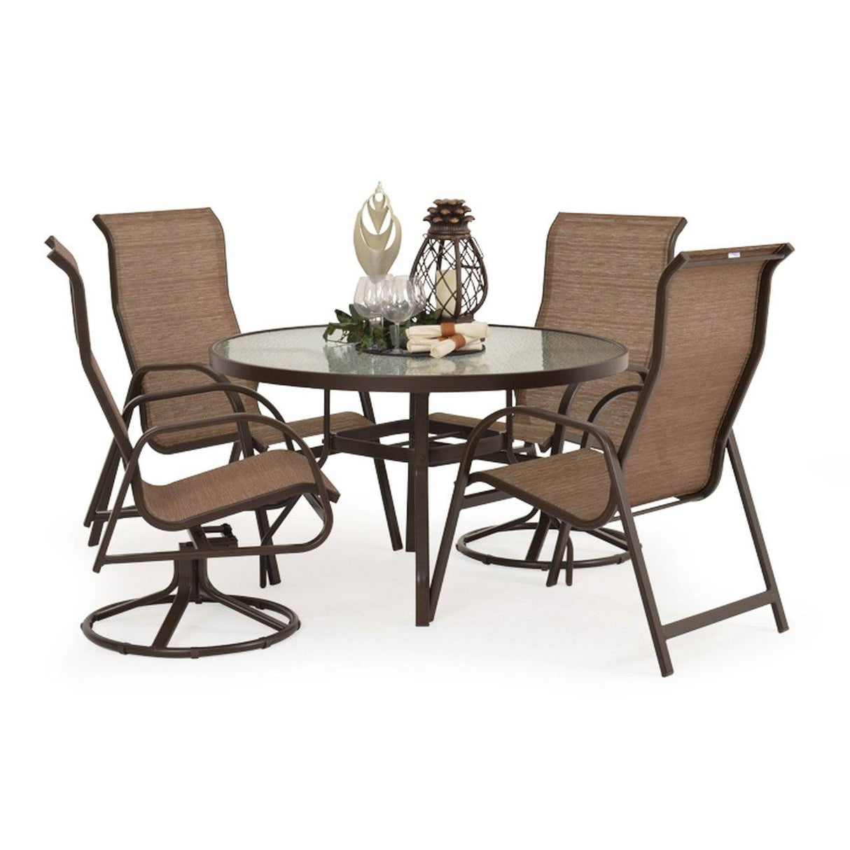 Boston Harbor Outdoor Mixed 5 Piece Sling Dining Set Model Boston-Harbor-5PC-Mixed