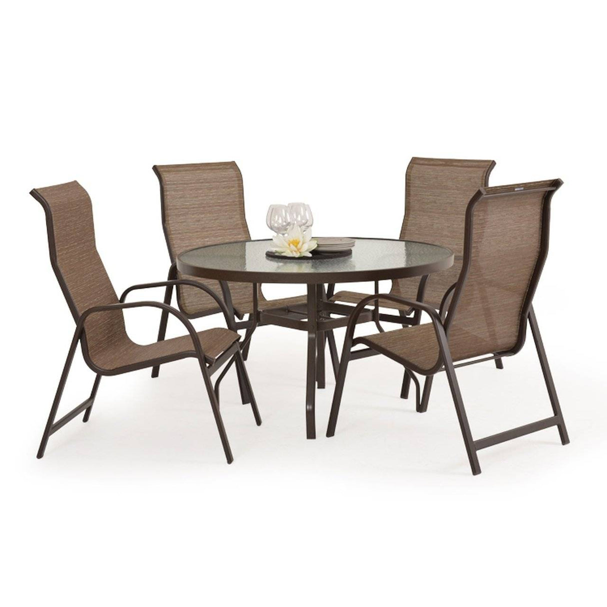 Boston Harbor Outdoor Stationary 5 Piece Sling Dining Set Model Boston-Harbor-5PC-Dining