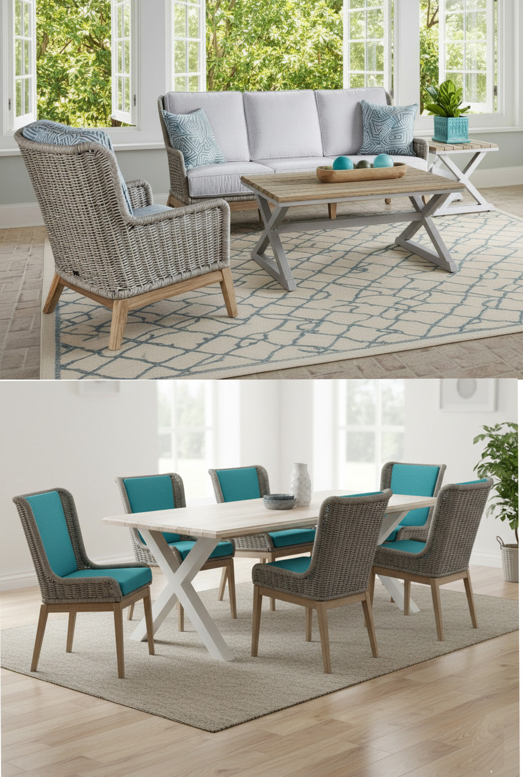 Carson Outdoor Wicker 11 Pc Seating and Dining Sets by Beachcraft 9820
