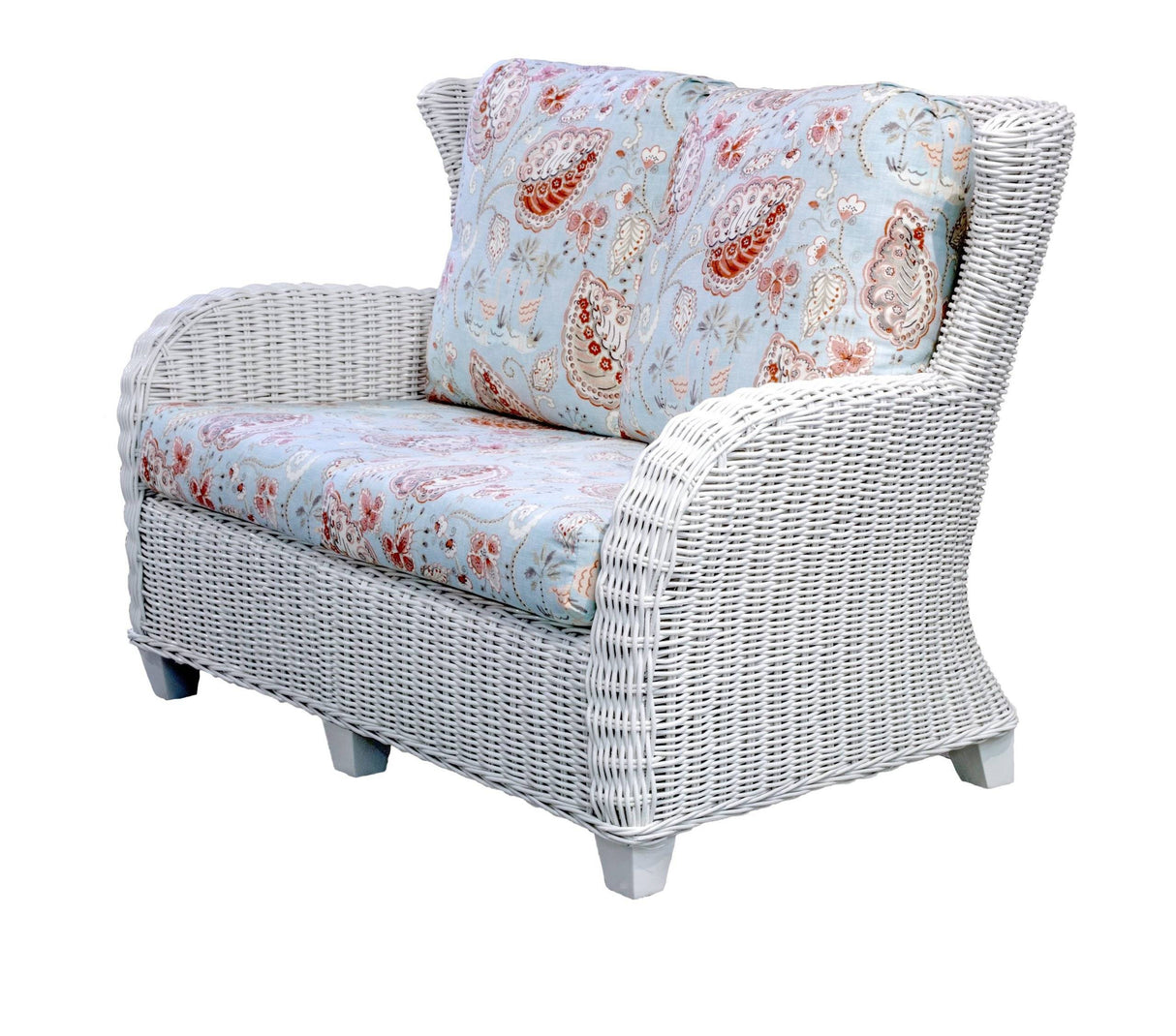 Clarissa White Rattan Loveseat CZ-02 by Designer Wicker Tribor