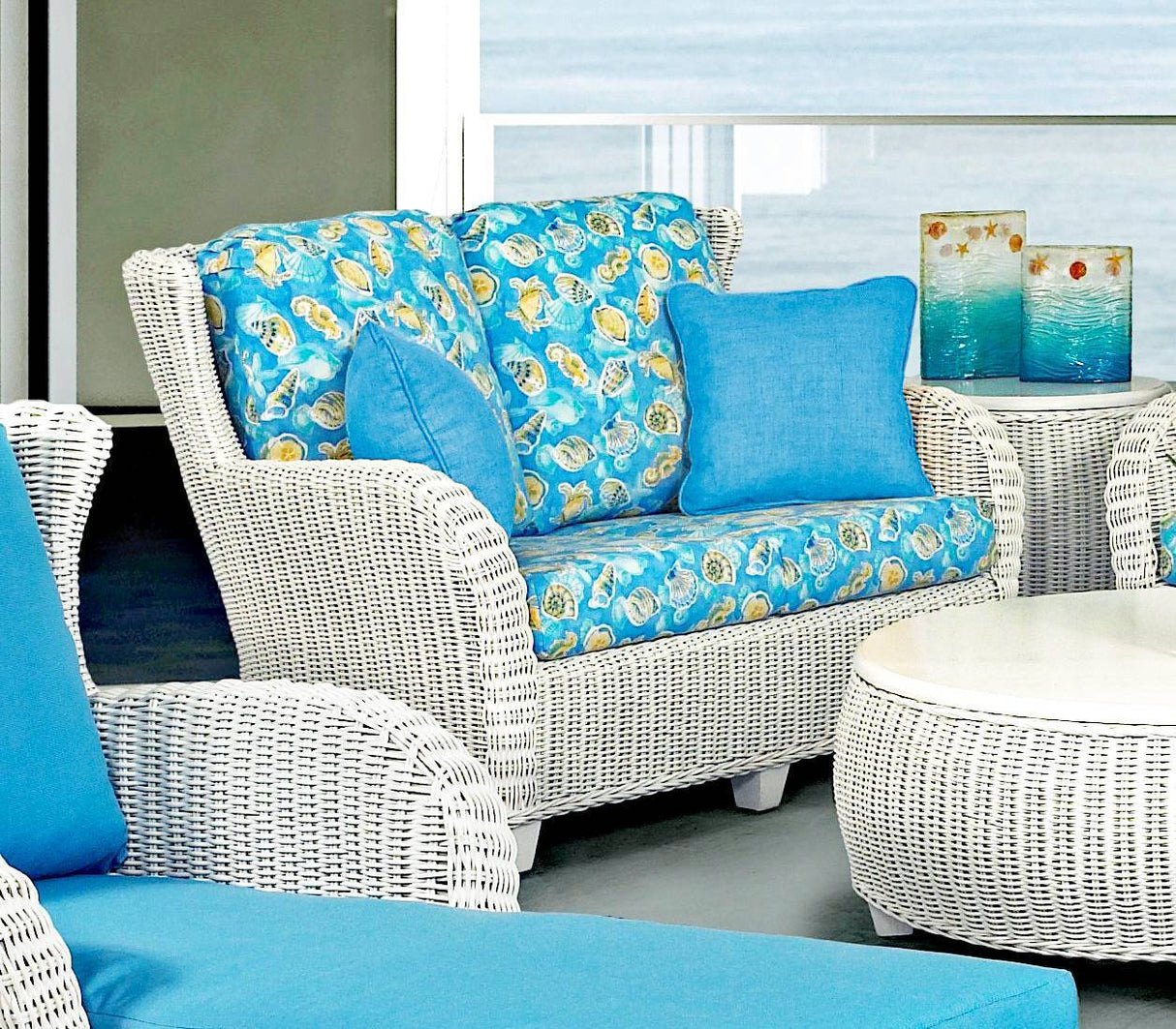 Clarissa White Rattan Loveseat CZ-02 by Designer Wicker Tribor
