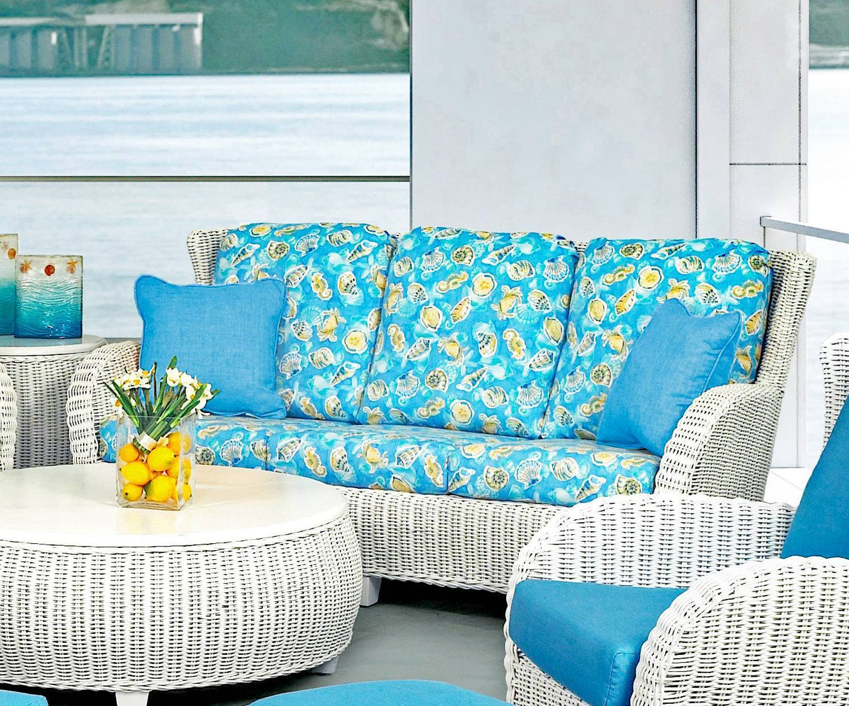 Clarissa White Rattan Sofa CZ-03 by Designer Wicker Tribor