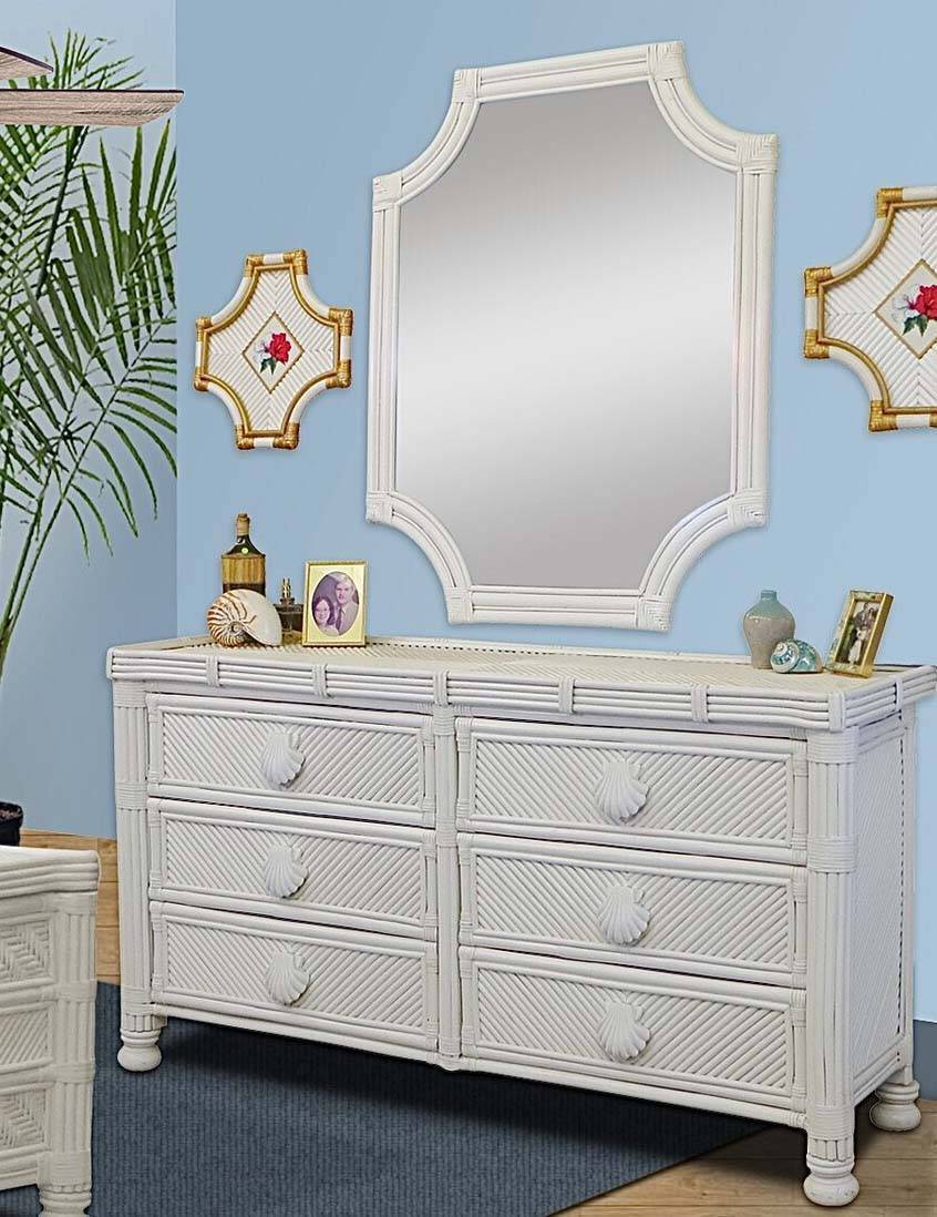 Palm Bay 2 Pc Dresser and Mirror Set Model PBW6D-CCMR by Wicker Fair