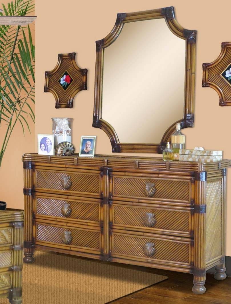 Palm Bay 2 Pc Dresser and Mirror Set Model PBW6D-CCMR by Wicker Fair