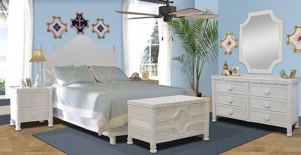 Coral Cove Rattan Nightstand Model CCNS By Spice Island Wicker (Coastal White or Tropical Antique Stains)