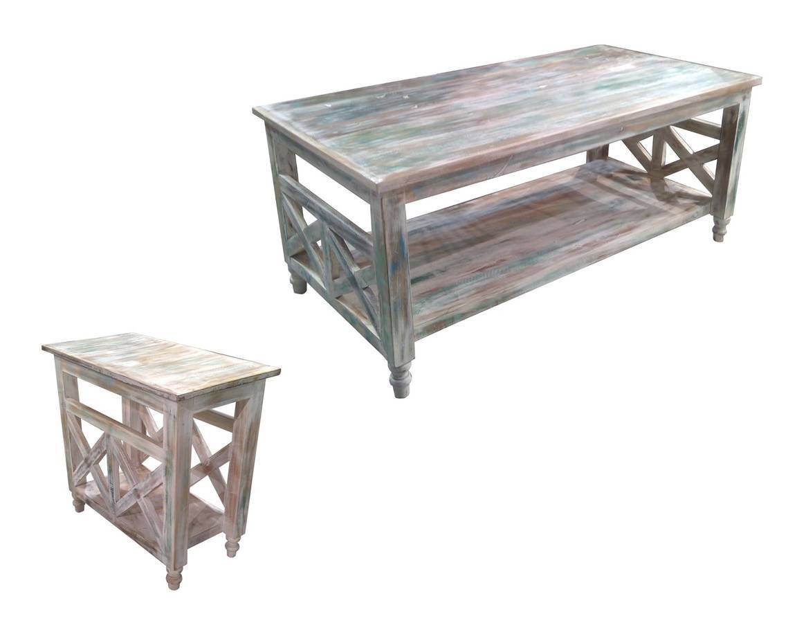 Creekwood Glazed Finish 2 Pc Coffee and End Table Set by Capris Furniture CT379-2PC-SET