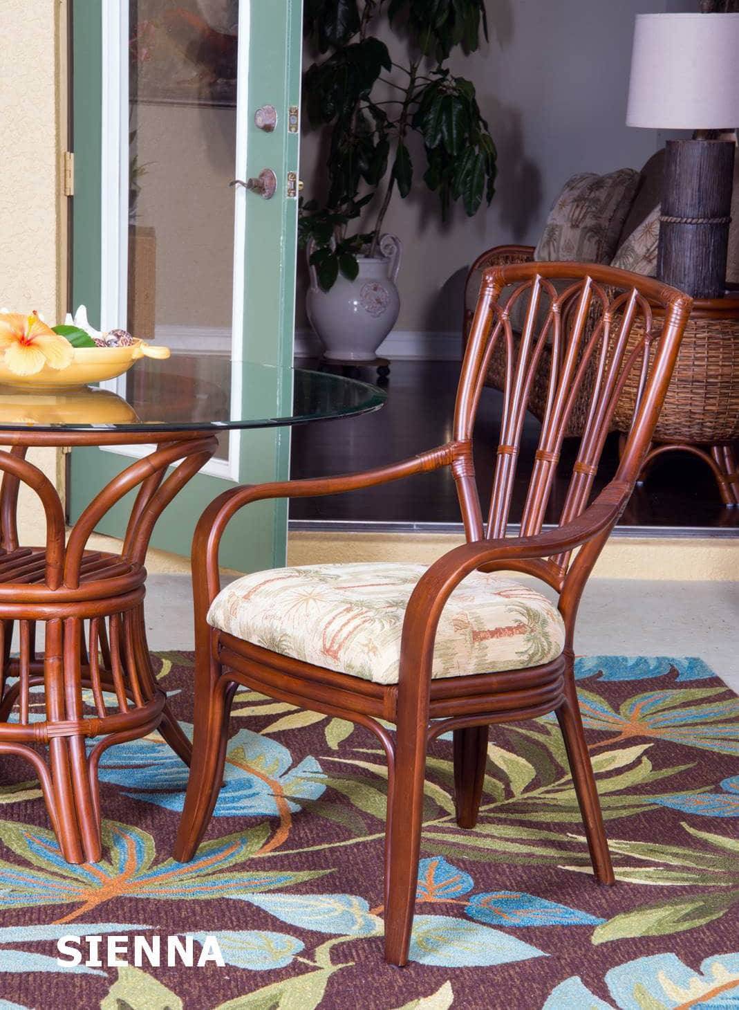 Cuba Rattan Dining Arm Chairs CUB002 by Alexander and Sheriden with Cushions Made in USA