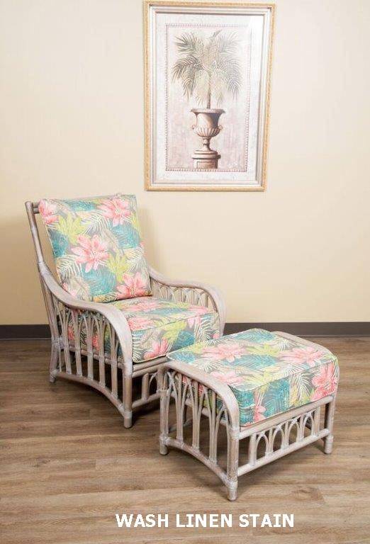 Cuba Rattan 2 Pc Set with Lounge Chair and Ottoman CUB007-006 by Alexander and Sheriden with Cushions Made in USA