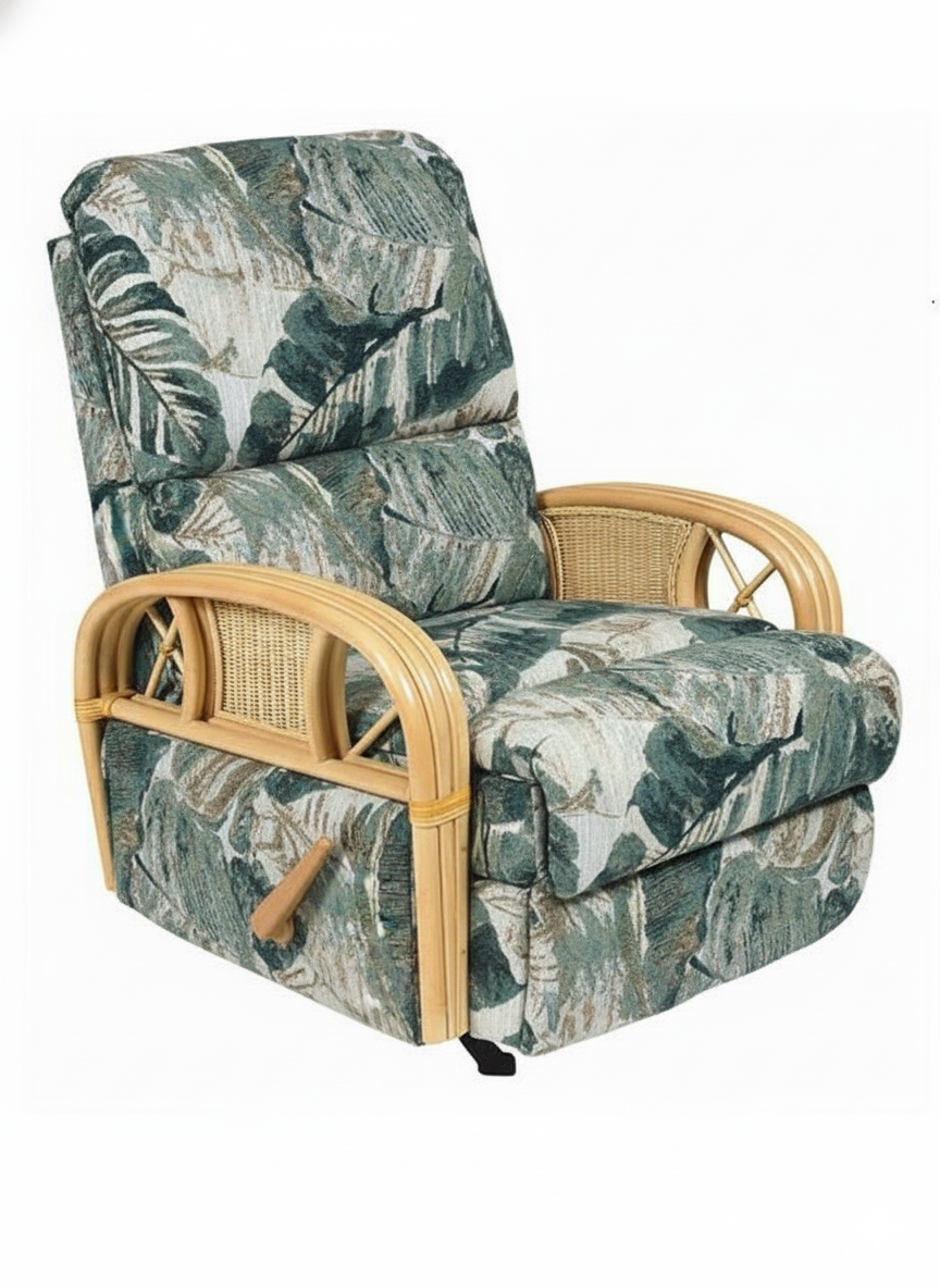 Captiva Rattan and Wicker Recliner with Custom Finish and Fabric by Stanley Chair Model 122