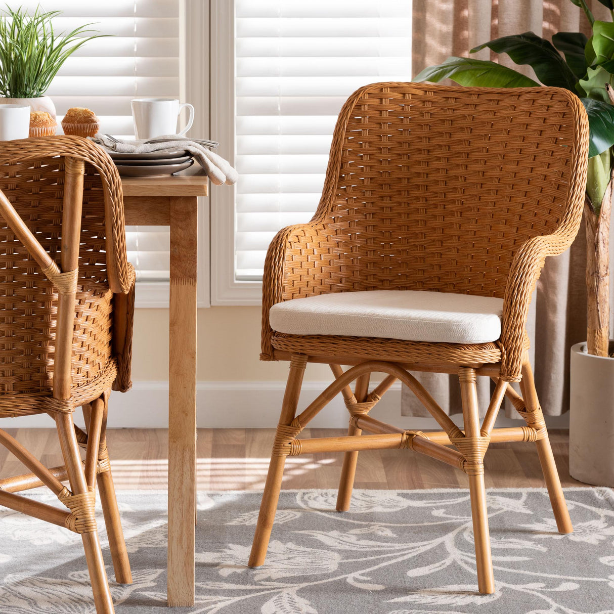 Lelsie Bohemian Light Honey Rattan Dining Chair by Wicker Fair