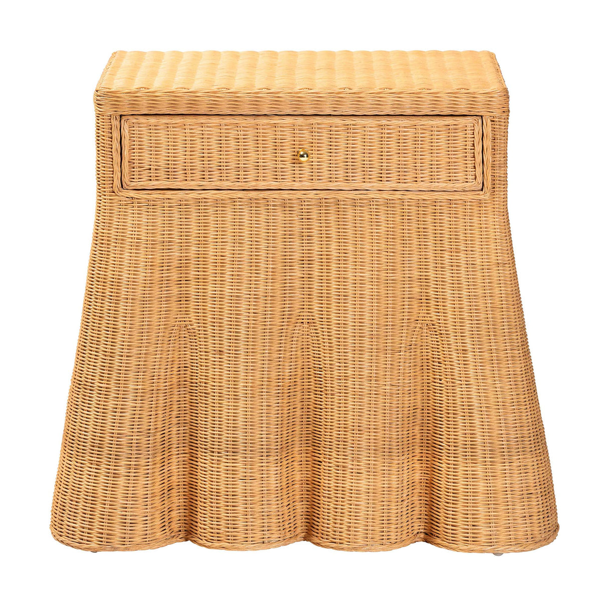 Rica Scalloped Natural Rattan Console Table with Drawer by Wicker Fair