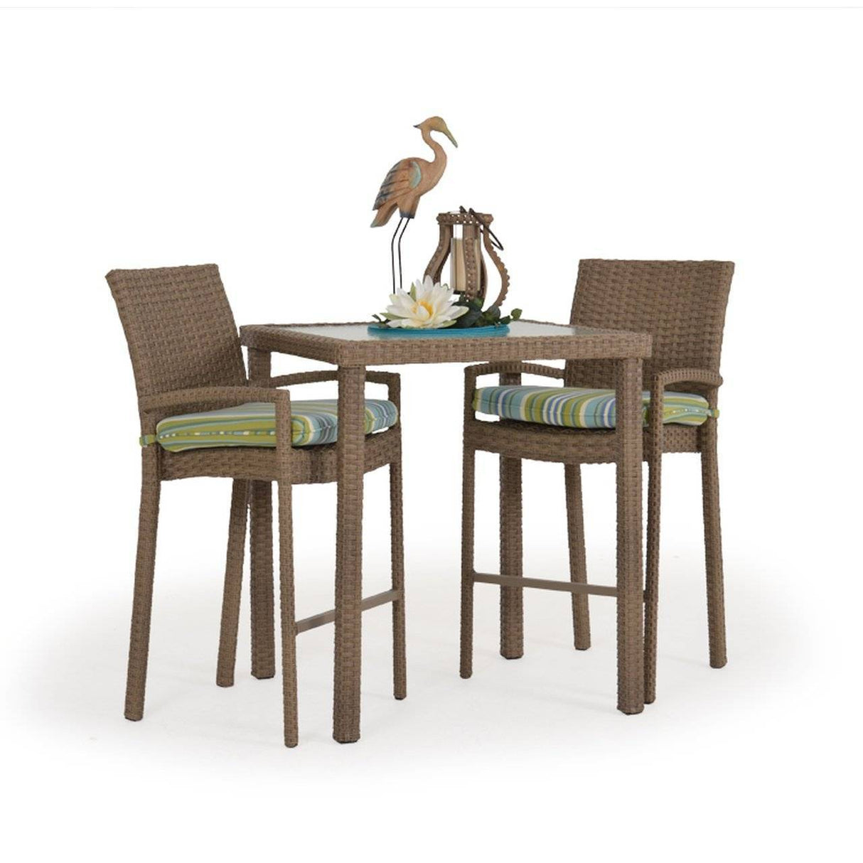 City Light Outdoor Wicker 3 Piece Bar Set in Oyster Grey Model City-Light-OG-Stackable-3PC-Bar