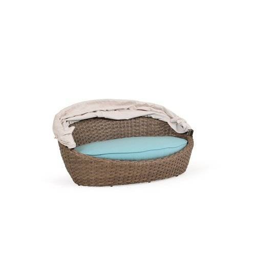 City Light Outdoor Wicker Pet Chaise With Canopy in Oyster Grey Model 6315-PETOG
