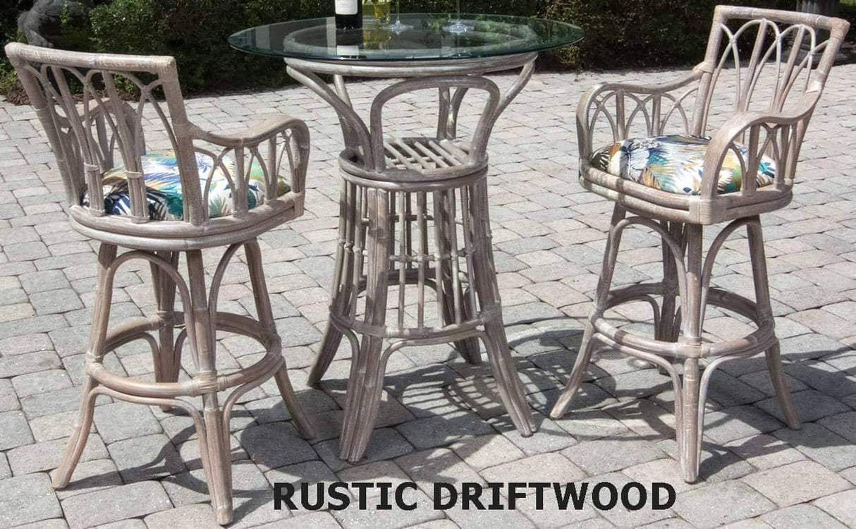 Cuba Rattan 3 Pc Pub Set with Arms by Alexander and Sheriden with Cushions Made in USA