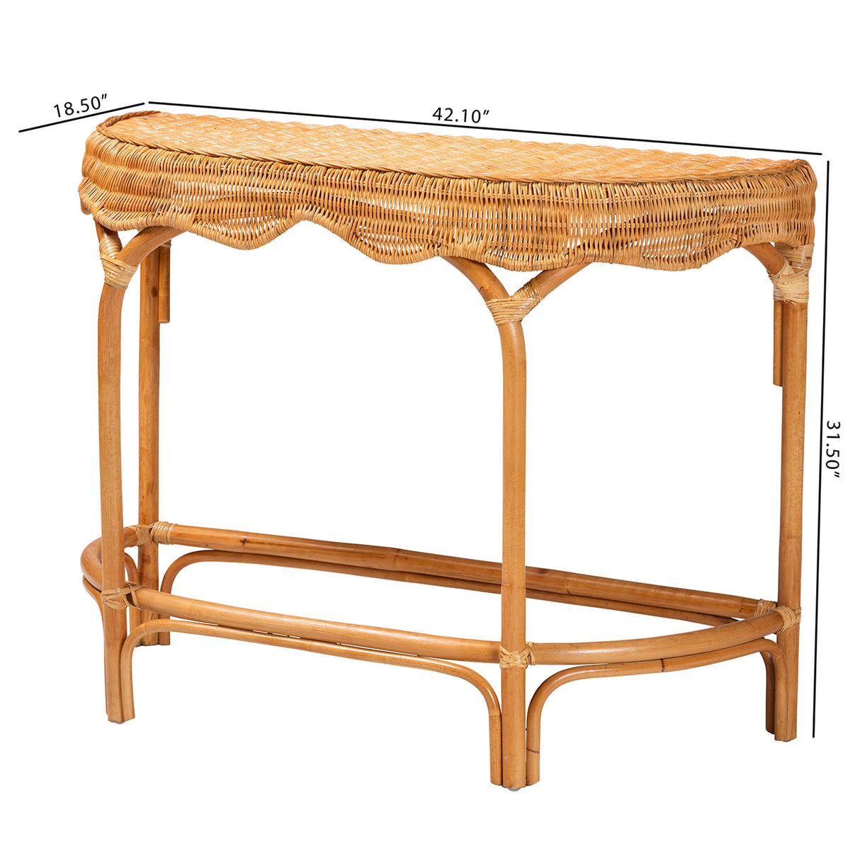 Asawa Bohemian Natural Brown Rattan Console Table by Wicker Fair