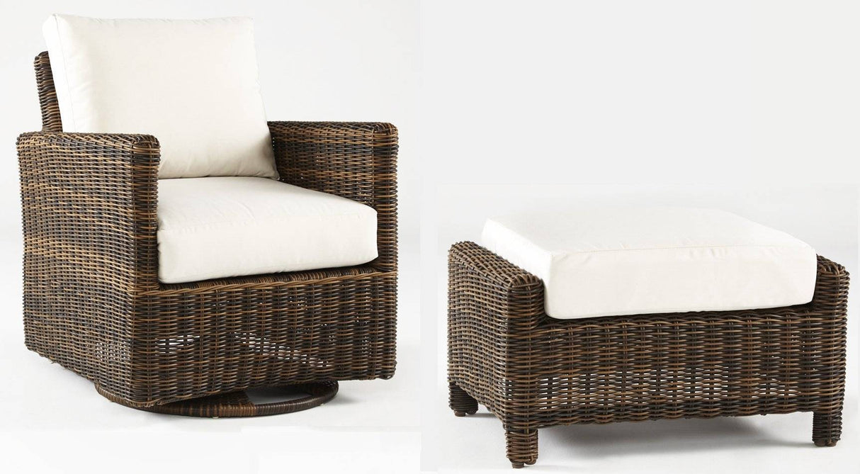Del Ray Outdoor Glider and Ottoman Set 76605-76606 By South Sea Rattan