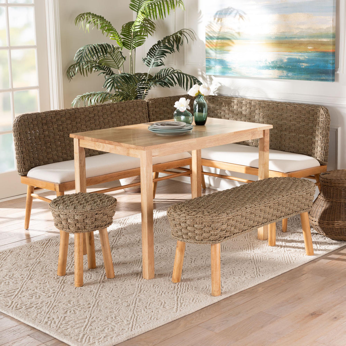 Wicker Fair Denver Rattan 5 Pc Dining Nook Set