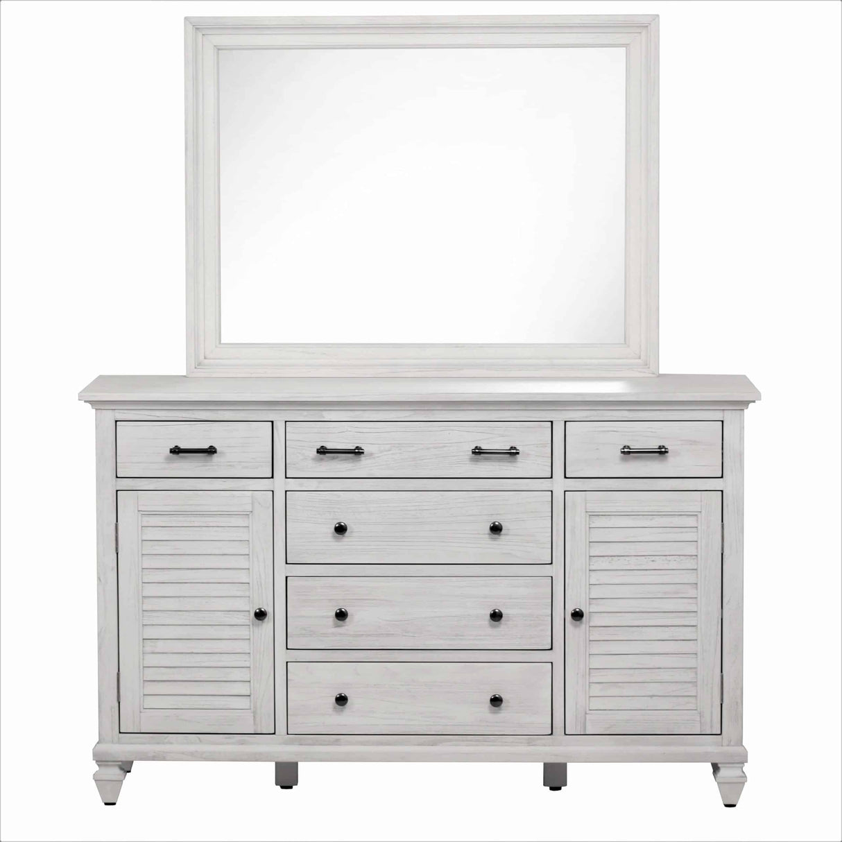 Surfside Weathered White 2 PC Dresser and Mirror Set B27736-38-WW By Seawinds Trading