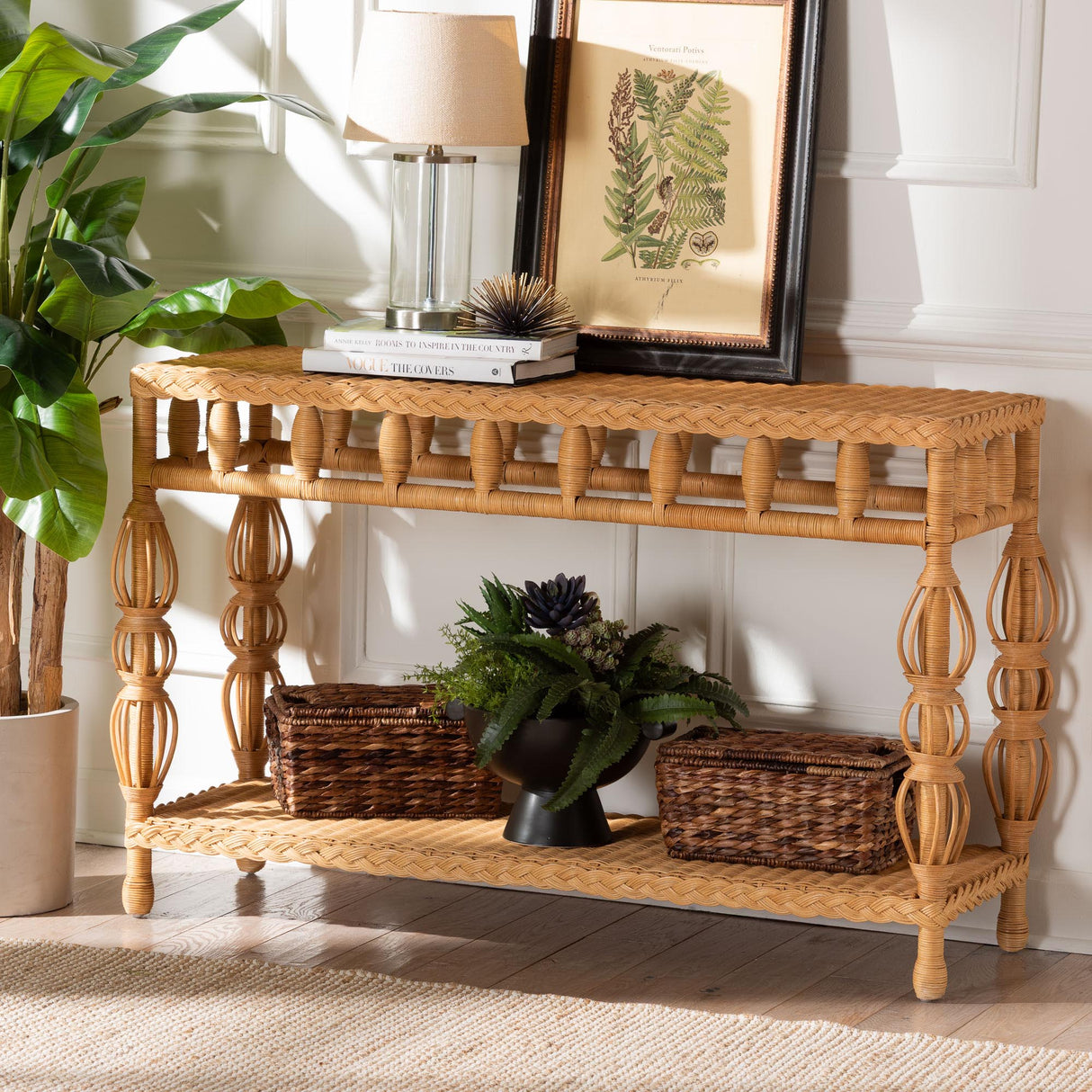 Rosby Natural Rattan Console Table by Wicker Fair