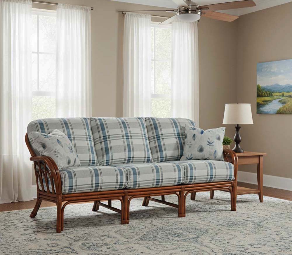 Edgewater Customized Rattan Sofa Model 914-011 Made in the USA by Braxton Culler