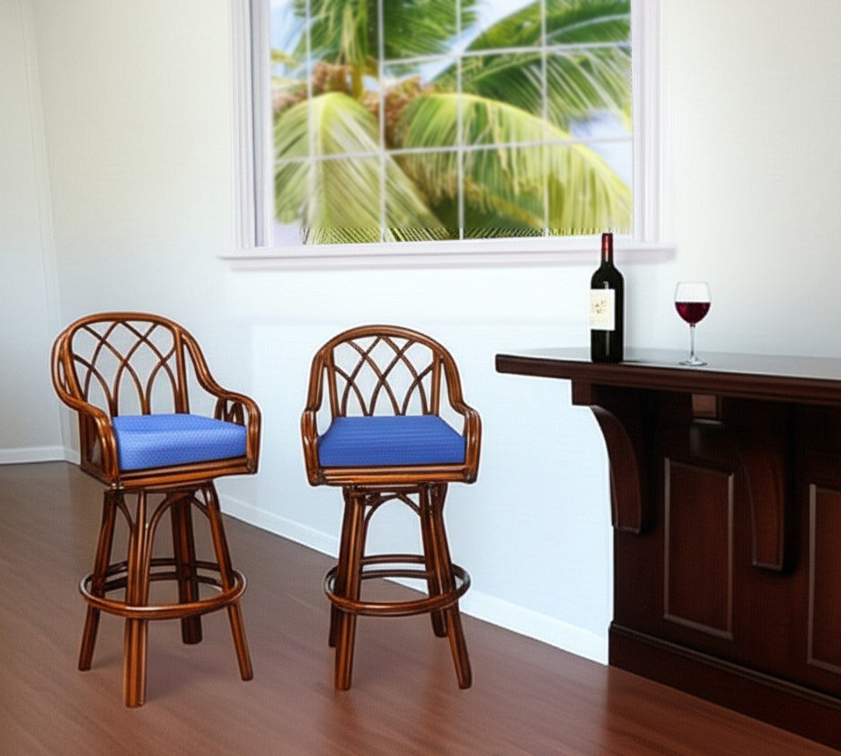 Edgewater Custom Rattan Swivel Counter Stool Height Model 914-012 Made in the USA by Braxton Culler