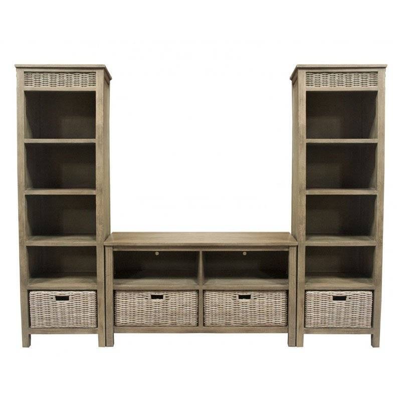 Borneo Rattan and Wood 3 Piece Entertainment Center from Capris Furniture Model ET-PS752