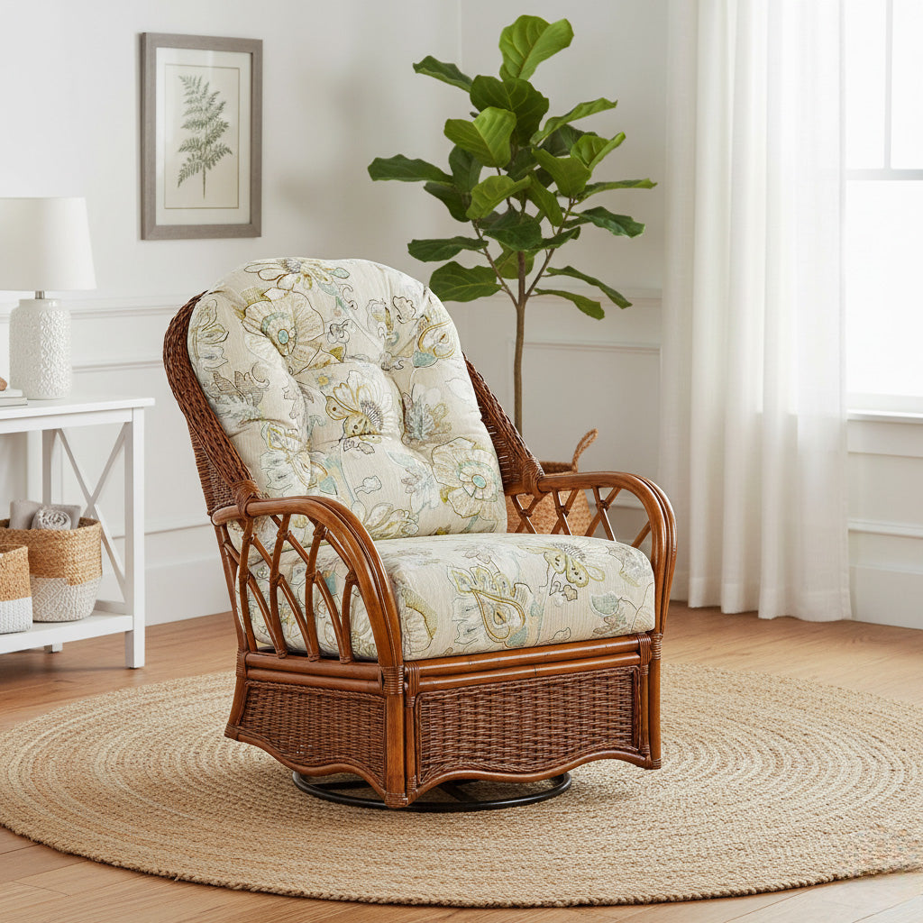 Everglade Rattan Swivel Glider Model 905-202 Made in the USA by Braxton Culler