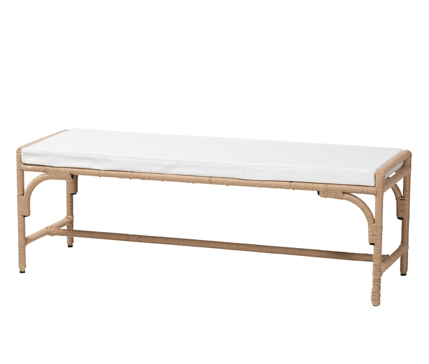 Trudy Bohemian Natural Jute and Metal Accent Bench by Wicker Fair