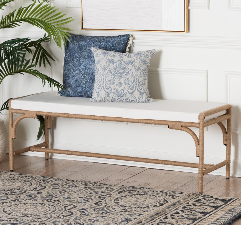 Trudy Bohemian Natural Jute and Metal Accent Bench by Wicker Fair