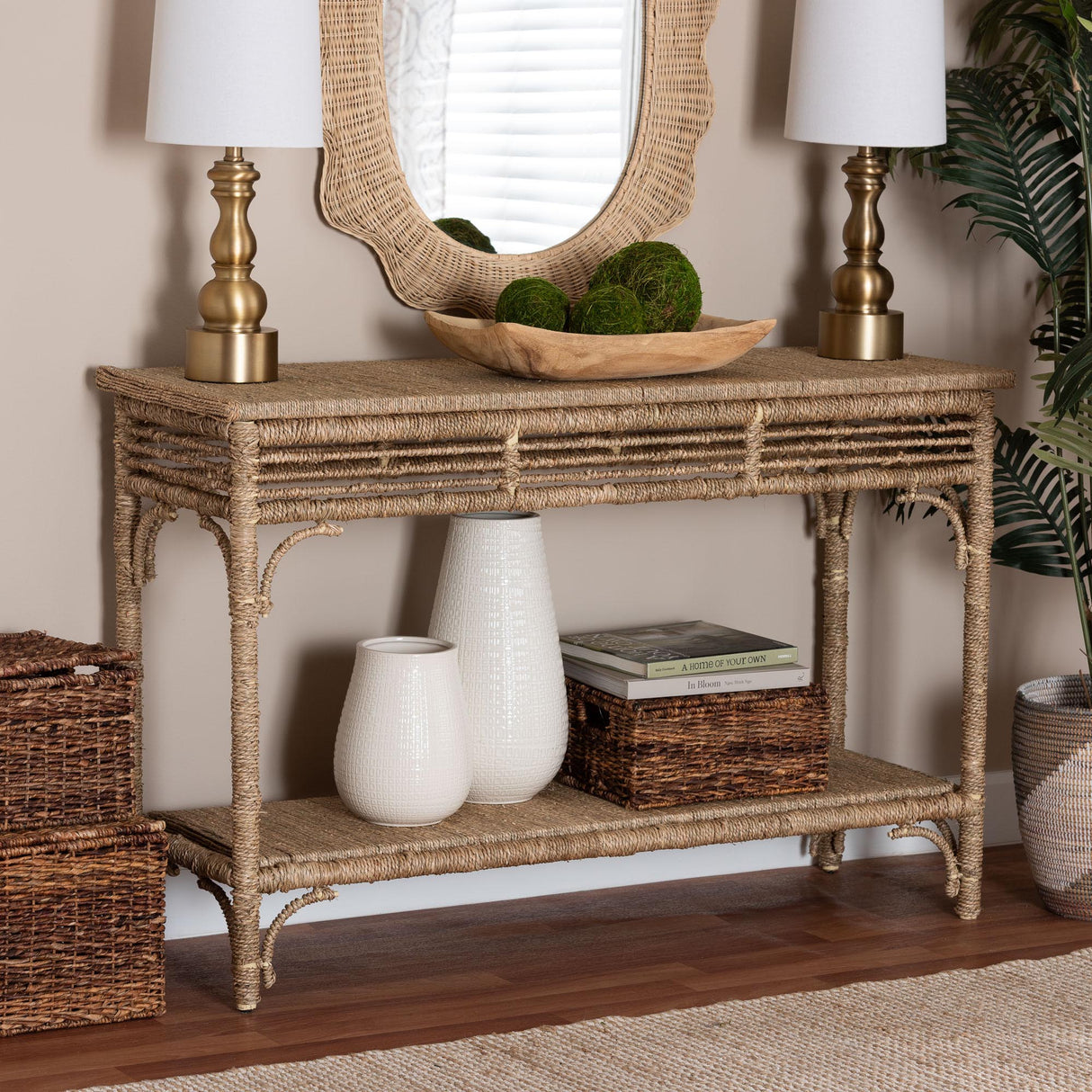 Sumporn Handwoven Seagrass Console Table by Wicker Fair