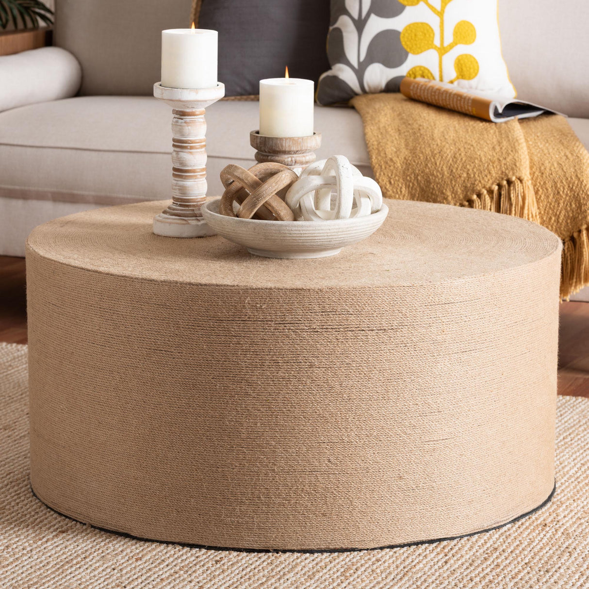 Lapu Handwoven Jute Coffee Table by Wicker Fair