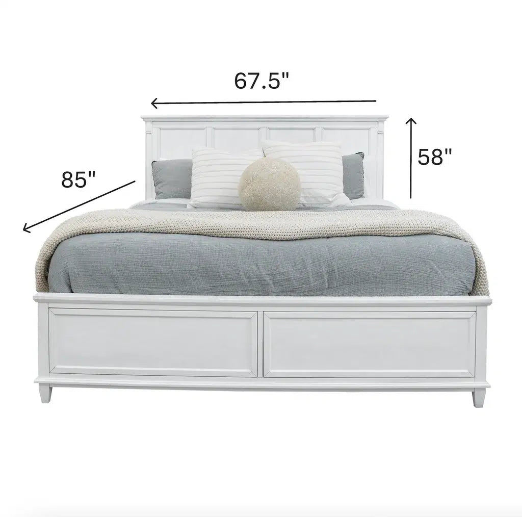 Point Breeze Non-Storage Queen Bed Model FL-B650QBED-FRESHWHITE By Finn & Louise