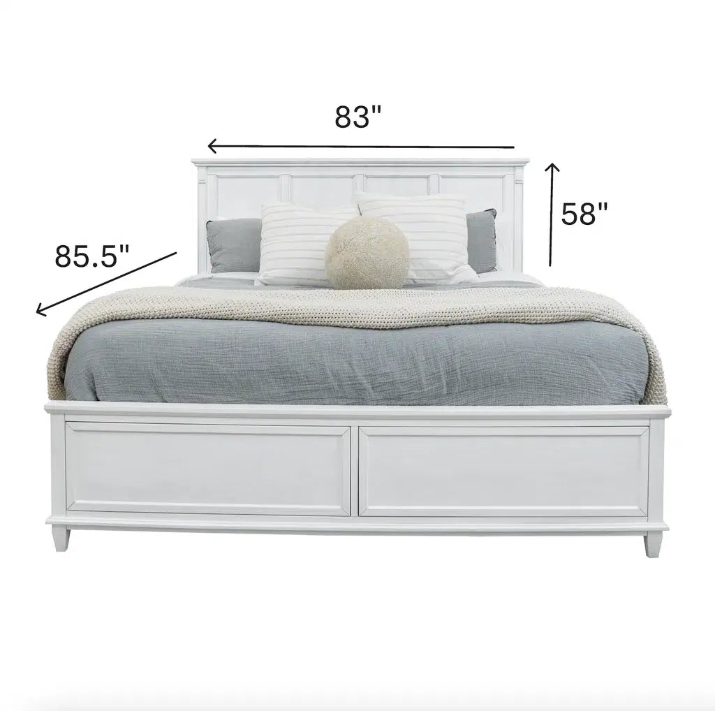 Point Breeze Non-Storage Queen Bed Model FL-B650QBED-FRESHWHITE By Finn & Louise