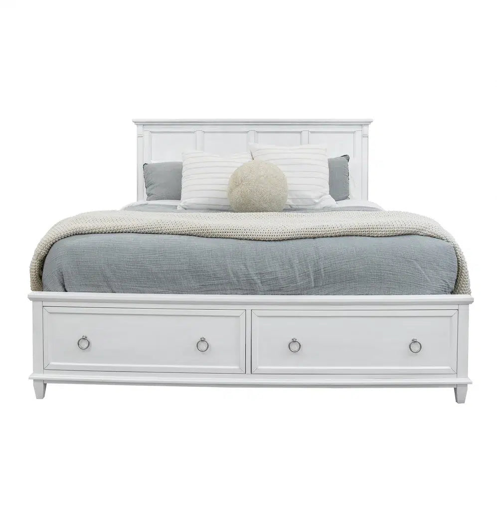 Point Breeze Storage King Bed Model FL-B650QBED-STORAGE-FRESHWHITE By Finn & Louise