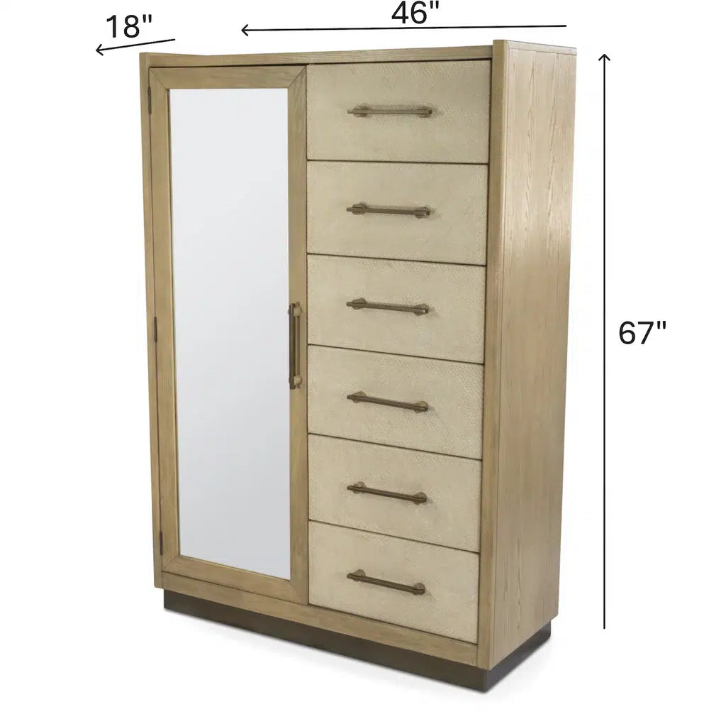 Rio Vista Woven Mirrored Door Chest Model FL-B70037-EARTHCLAY by Finn & Louise