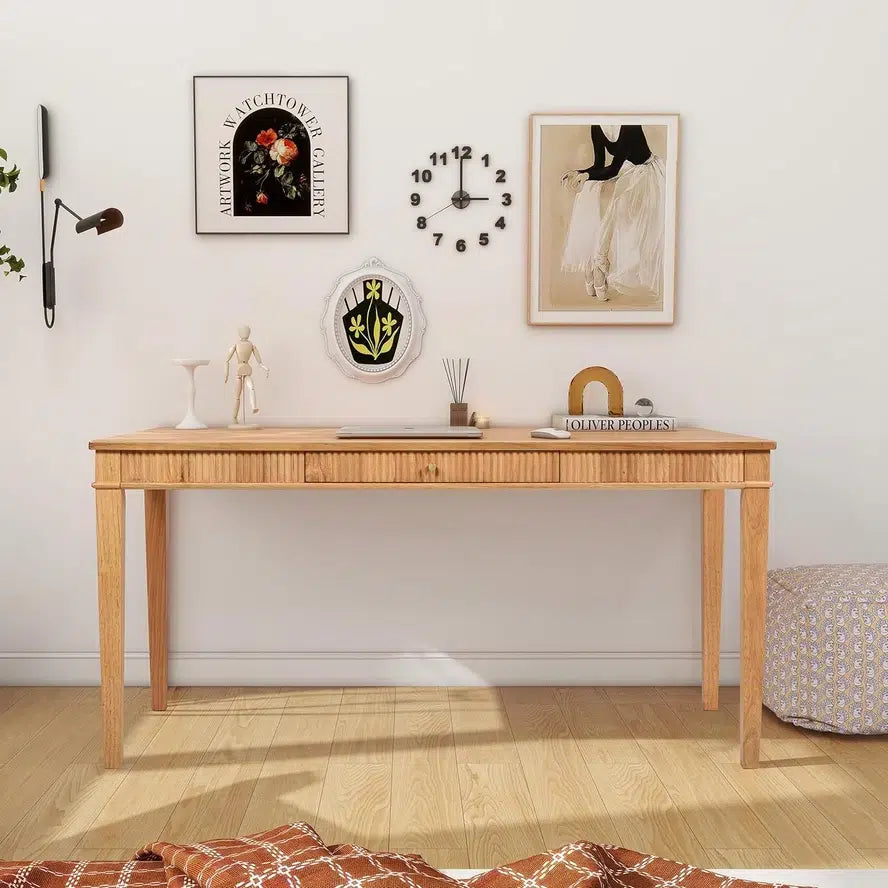 Wicker Faire Jennifer Farmhouse Writing Desk made of Wood in Natural Blonde Finish