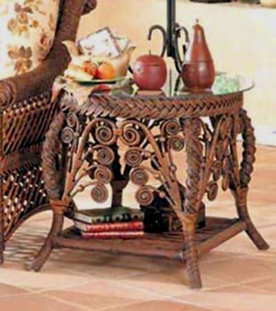 Gazebo Rattan Chaise Lounge and End Table 2Pc Set GCL-GET in Brownwash Stain