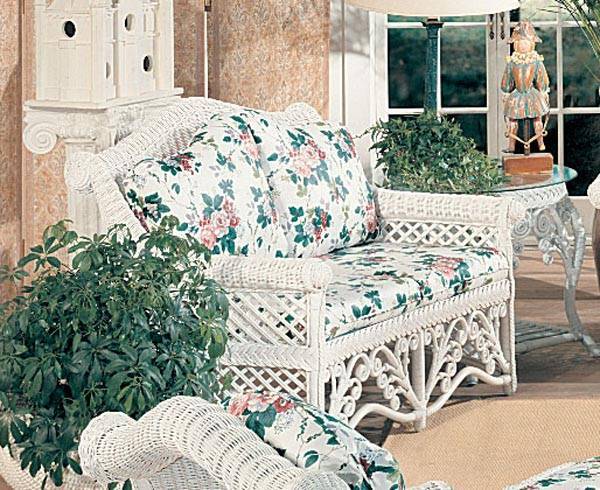 Gazebo White Rattan Loveseat Model GLS from Spice Island Wicker