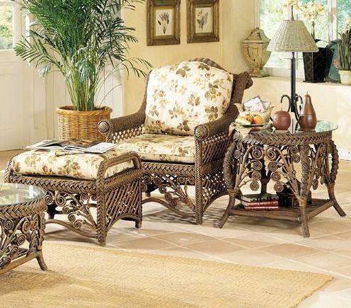 Gazebo Rattan Ottoman in Brownwash Stain GCO by Spice Island Wicker