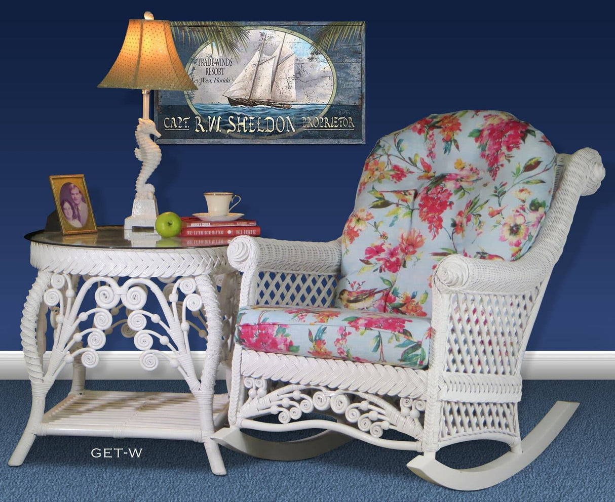Majestic White Rattan Rocker Model MR by Wicker Fair