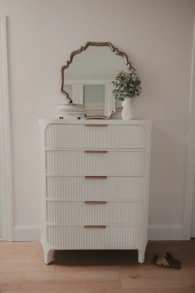 Genevie Reed 5-Drawer Solidwood Chest Model B49935-WHITE By Seawinds Trading
