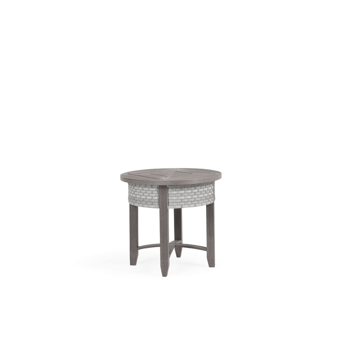 Get Away Outdoor Wicker Round End Table in Pebblestone Model 641820PST